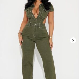 Olive Green High Rise Straight Leg Jeans
